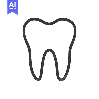 Aset desain premium: A simple black outline drawing of a healthy molar tooth