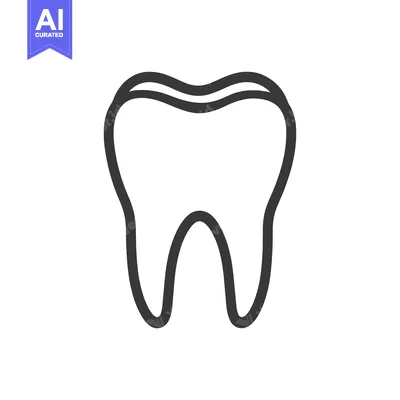 Premium design asset: A simple black outline drawing of a human molar tooth