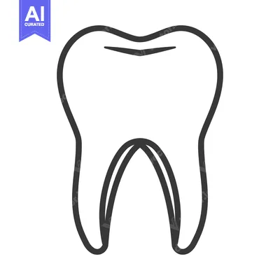 Aset desain premium: A simple black and white illustration of a human tooth