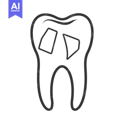 Aset desain premium: A single premolar tooth illustration depicting dental cavities or deca