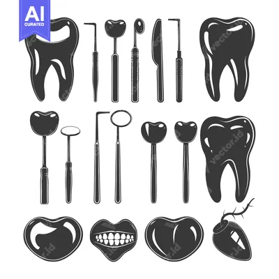 Aset premium populer: Dental Tools and Teeth Illustrations