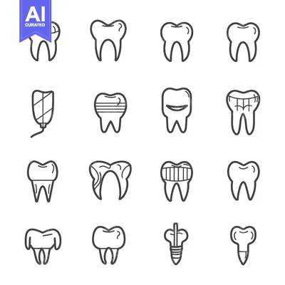 Aset desain premium: Dental Treatment Options: Crowns, Fillings, Veneers, Implants, and Mor