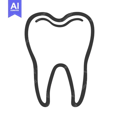 Aset desain premium: A simplified illustration of a single tooth in monochrome style