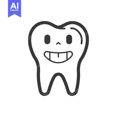 Aset premium populer: A simple cartoon illustration of a happy human molar tooth