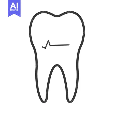 Premium design asset: A single molar tooth with a heartbeat line icon on its surface