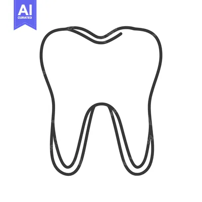 Aset premium populer: A black and white outline illustration of a human molar tooth