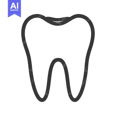 Aset premium populer: A simple outlined illustration of a human molar tooth