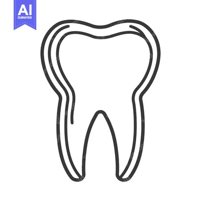 Premium design asset: A simple black and white line drawing of a molar tooth