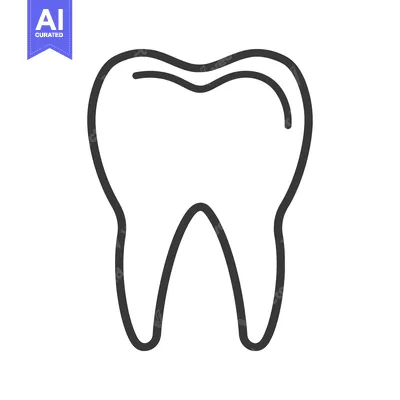 A simple black line drawing of a healthy tooth