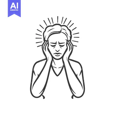 Aset desain premium: Depiction of a Person Experiencing a Severe Headache