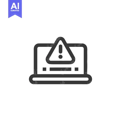 Laptop Error Alert: Minimalist Icon of System Warning with Exclamation