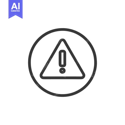 Aset desain premium: Minimalist Warning Sign: Black Outline of Exclamation Point in Triangl