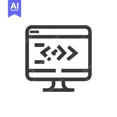 Popular premium asset: Minimalist Computer Icon Displaying Code Snippet, Dark Gray Outline on