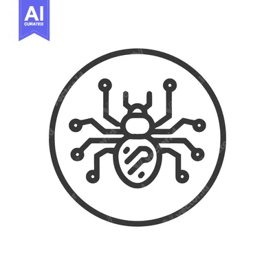 Aset premium populer: Cyber Spider Icon: Digital Bug, Network Threat, Security Symbol in Cir