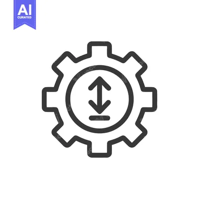 Aset desain premium: Gear with Arrows: Data Transfer, Upload, Download, and Settings Icon