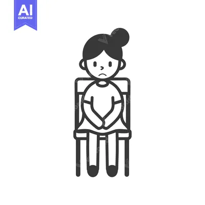 Aset desain premium: Depressed girl sitting on a chair