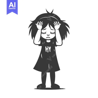 Premium design asset: Depressed girl with her hands on her head