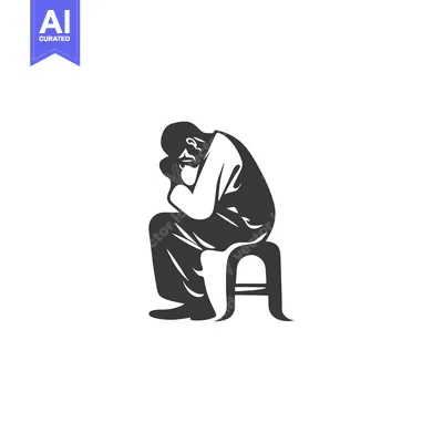 Popular premium asset: Depressed man sitting on a stool with his head in his hands