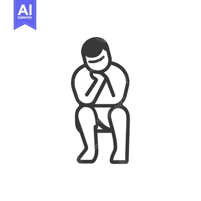 Aset desain premium: Depressed Man Sitting with Arms Crossed