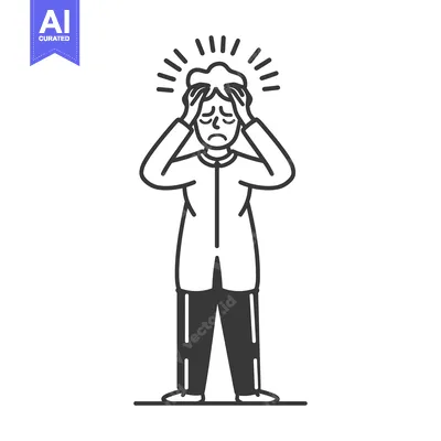 Aset premium populer: Depressed Person Holding Head with Sad Expression