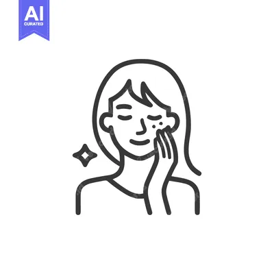 Popular premium asset: Minimalist Line Art: Woman Applying Skincare with Sparkle