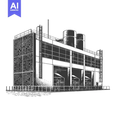 Industrial Building Exterior Architectural Sketch