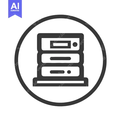 Aset desain premium: Server Stack Icon: Clean, Minimalist Design in a Circular Frame