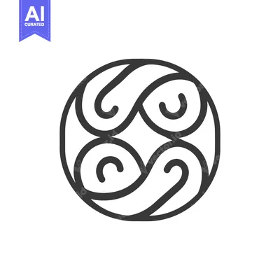 Aset premium populer: A symmetrical design featuring intertwined scroll like shapes in a cir