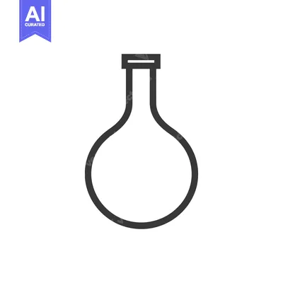 Aset desain premium: An outline graphic of a round bottom laboratory flask