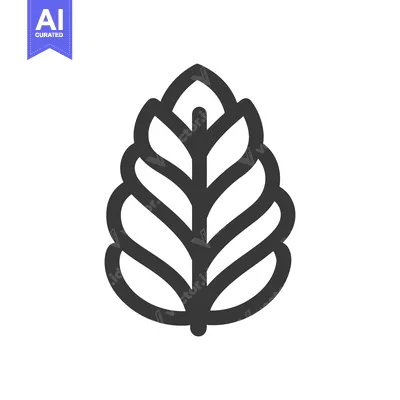 Aset premium populer: A stylized image of a single leaf with dark bold outlines