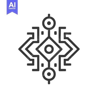 Premium design asset: Geometric Aztec-Inspired Symbol with Diamond Center and Circular Accen
