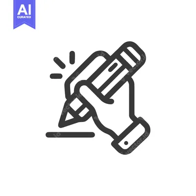 Aset premium populer: Hand Writing with Pencil Icon, Creative Process, Line Art
