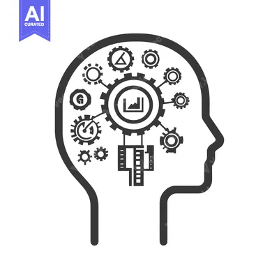 Aset desain premium: An illustration of a human brain filled with cogwheel machinery