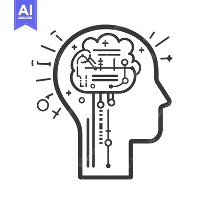 Aset desain premium: A human head silhouette with an integrated brain circuit design