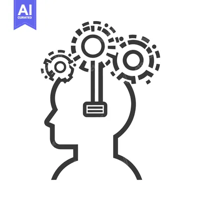 Premium design asset: An outline of a human head with gears above it