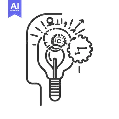 Aset desain premium: An illuminated lightbulb and gears depict the idea of innovation