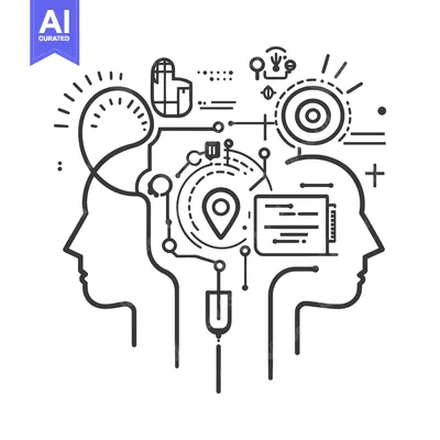Aset premium populer: Illustrated graphic depicts abstract concept of human minds connection