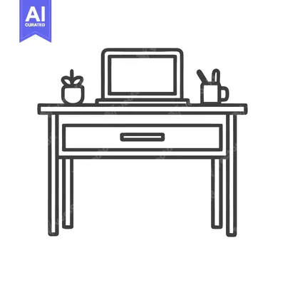 Popular premium asset: Minimalist Desk Outline with Laptop, Plant, and Utensil Holder