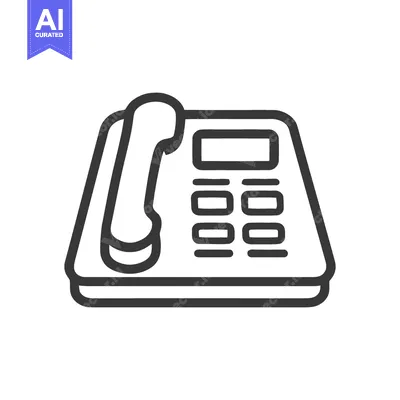 Aset desain premium: Minimalist Line Art: Modern Office Phone with Display and Handset