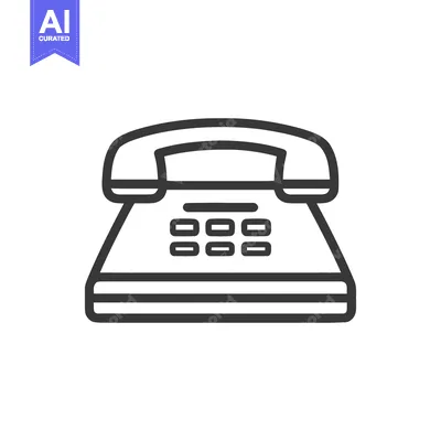 Aset premium populer: Classic Telephone Icon: Bold Outline, Retro Design on White Background
