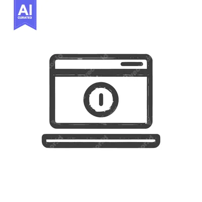Aset desain premium: Hand-Drawn Laptop Icon with Power Button, Sketchy Style