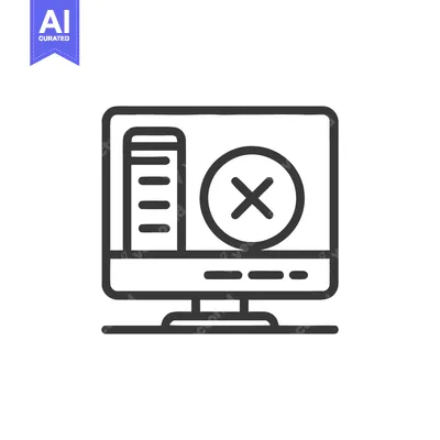 Error Message on Computer Screen: Line Art Icon of System Failure
