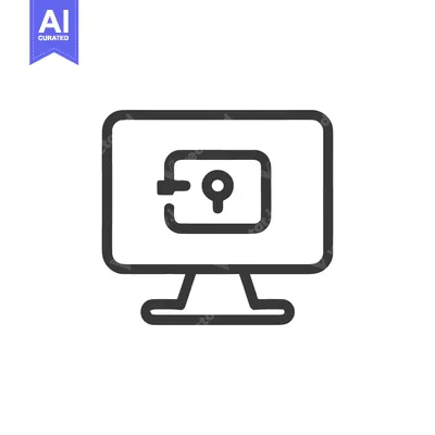 Aset desain premium: Secure Online Banking: Computer Screen Displaying Vault Icon, Digital