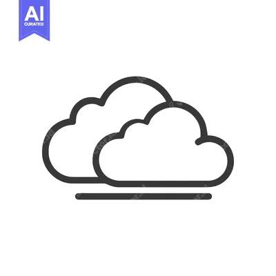 Aset desain premium: Minimalist Cloud Icon: Two Clouds with Horizontal Line, Weather Symbol