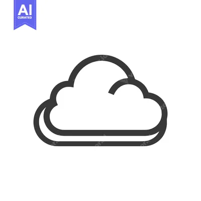 Aset desain premium: Minimalist Cloud Icon: Double-Lined, Clean Design on White Background