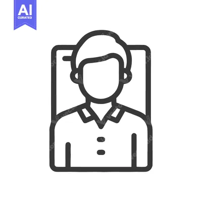 Download Minimalist Line Art: Faceless Man in Shirt, Framed Portrait Icon Vector Graphic