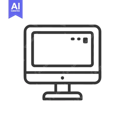 Download Minimalist Computer Icon: Modern Desktop Monitor with Rounded Edges an Vector Graphic