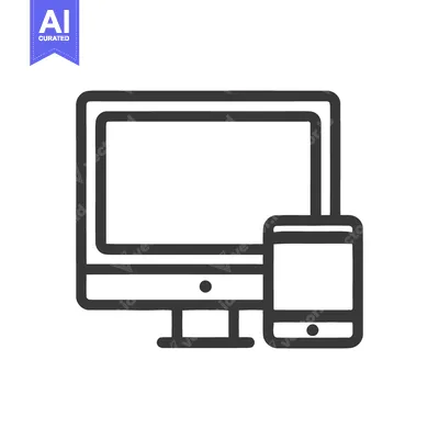 Download Minimalist Icon: Desktop Computer and Smartphone, Responsive Design Co Vector Graphic