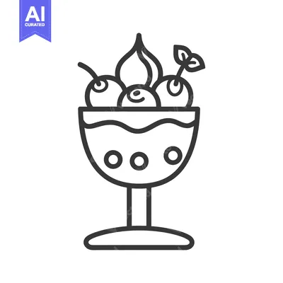 A delicate illustration depicts a cherry sundae dessert in a glass