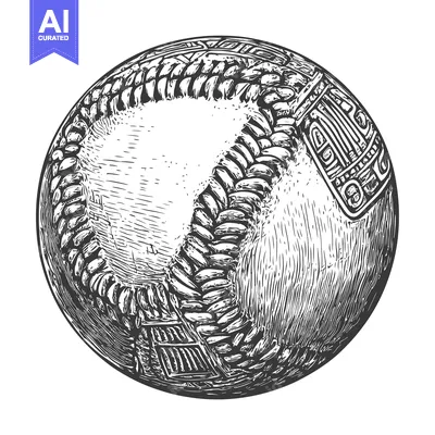Aset premium populer: Detailed Black and White Hand Drawn Sketch of a Baseball